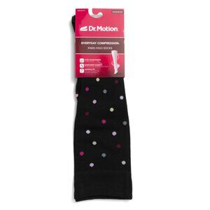 DR MOTION Black Dancing Dots Compression Knee High Socks